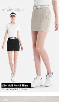 Pgm Golf Clothing Women's Short Skirt Breathable Quick Drying Sports Pencil Skirt Casual Zipper Pocket Skorts with Inner Shorts