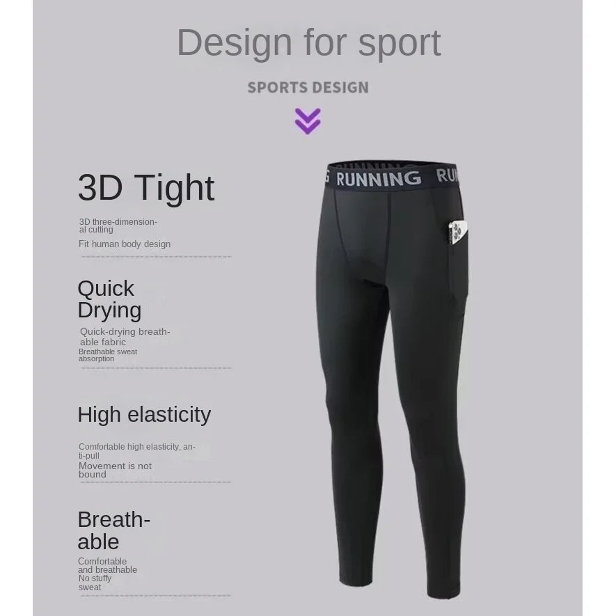 Running speed dry tight pants men's compression sports pants can hold mobile phones Spring and Autumn Marathon professional trac - Buy online at  Vibe In Cart.