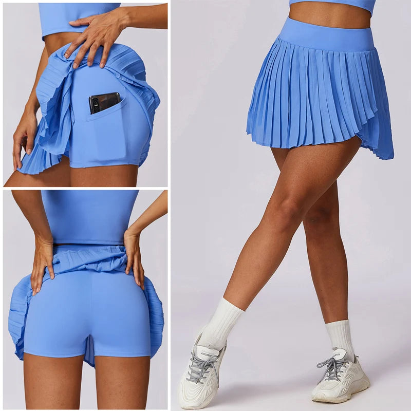 VITALINOVO Women's High Waisted Pleated Tennis Skirts with Pockets Tummy Control Casual Liner Skorts A Line Workout Golf Skirts - Buy online at  Vibe In Cart.