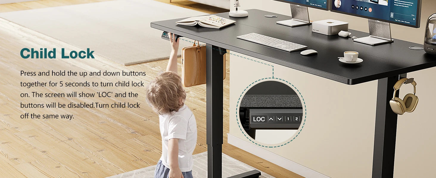 JHK Electric Standing Computer Desk Height Adjustable Workstation Ergonomic Work Table with Metal Frame For Home Office - Buy online at  Vibe In Cart.