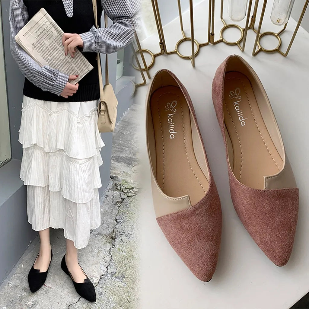 Pointed Toe Flat Shoes Women Solid Patchwork Slip On Shoes Casual Breathable Ballet Flats Daily All-Match Comfort Loafers Shoes - Buy online at  Vibe In Cart.