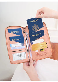 RFID Blocking Polyurethane Passport Holder with Zipper