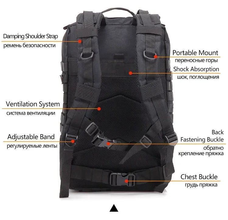 45L Man Tactical Backpacks Traveling Bags Outdoor 3P School Pack EDC Molle Pack For Trekking Hunting Bag camping equipment - Buy online at  Vibe In Cart.