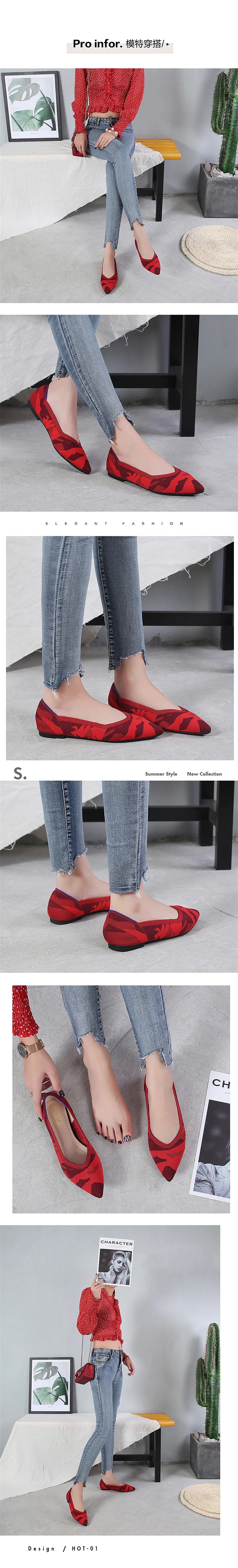 Fashion Comfort Breathable Polyester Women Spring Flats Pointy Toe Ballerinas Stretch Knitted Loafers Dress Causal Shoes - Buy online at  Vibe In Cart.