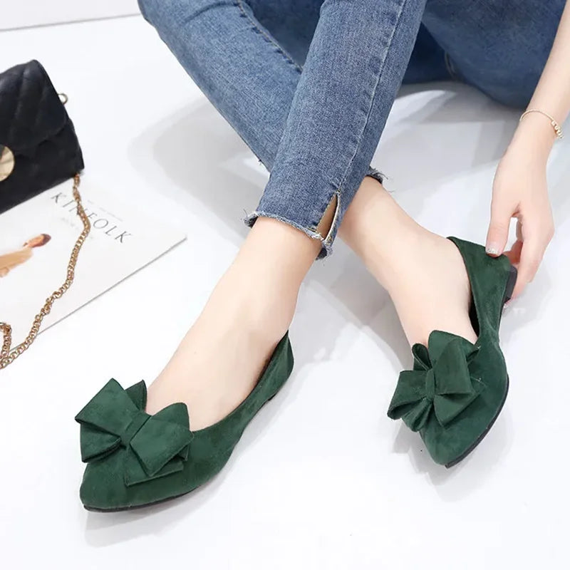 Women Fashion Green Bow Tie Flock Flat Shoes Zapatos De Mujer Lady Casual Black Office & Party Shoes Sapatos Femininas A99 - Buy online at  Vibe In Cart.