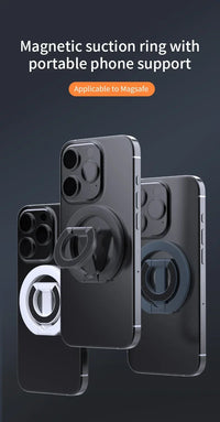 Universal Double Sided Magnetic Phone Ring Holder with Folding Stand