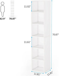 new70.9 Inch Tall Narrow Bookcase, Modern White Corner Bookcase with Storage, 6 Tier Cube Display Shelves for Home Office - Buy online at  Vibe In Cart.