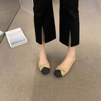 2025 New Round Bow Comfortable Casual Flat Bottomed Shallow Mouth Women's Single Shoes Silk Color Blocked Women's Single Shoes - Buy online at  Vibe In Cart.