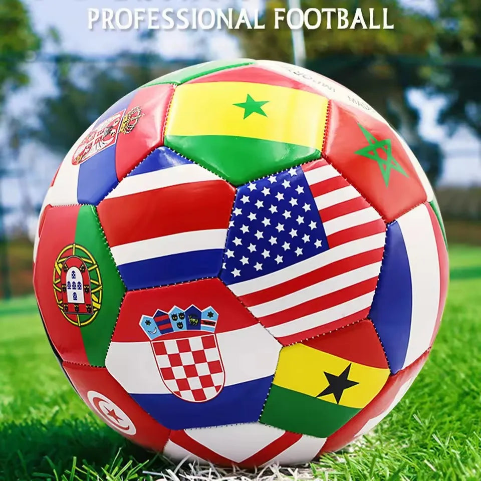 Flag Printed Soccer Ball Official Size 5 Soccer Match Ball Outdoor Match Game Football Pvc 2.7Thickened Team Training Footy Ball - Buy online at  Vibe In Cart.