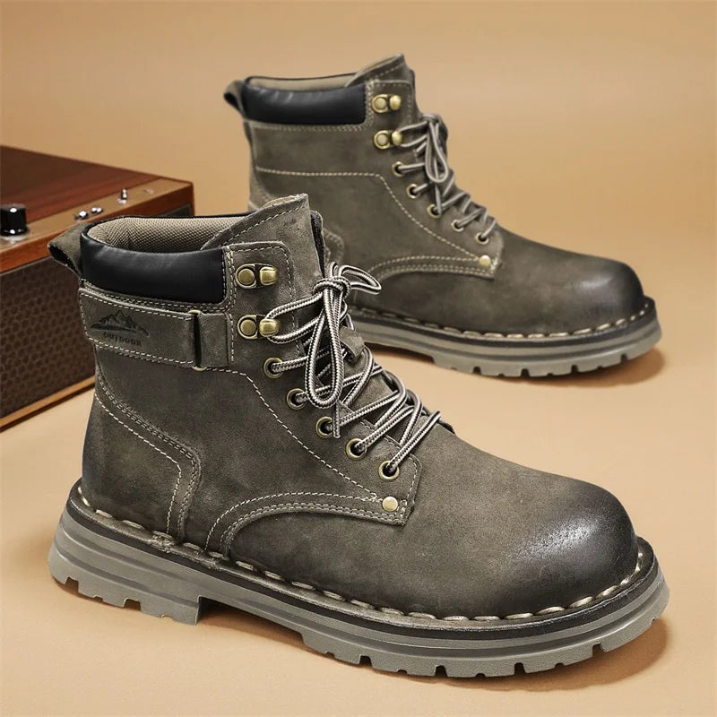 Luxury Brand Outdoor Men's Boots High-Top Leather Hiking Boots Classic Male Ankle Shoes Motocross Sneakers Casual Leather Shoes - Buy online at  Vibe In Cart.