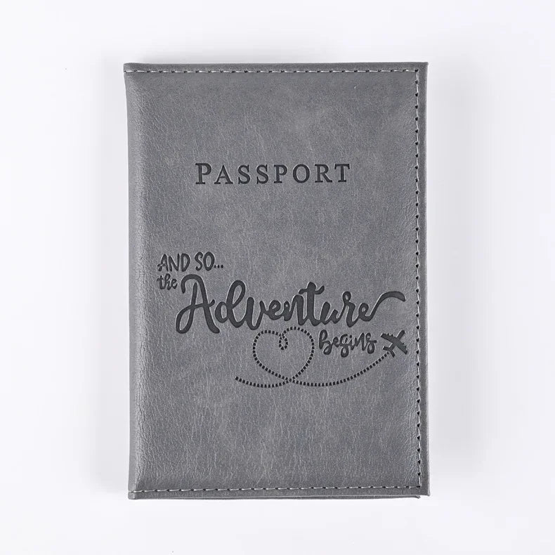 Solid PU Leather Passport Holder Wallet Card Case for Travel