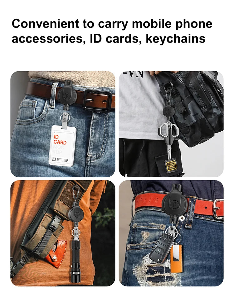Retractable Key‌ Chain for man Reel‌ Badge Holders Retractabl Carabiner Quick Release Spring Clip outdoor camping equipment - Buy online at  Vibe In Cart.