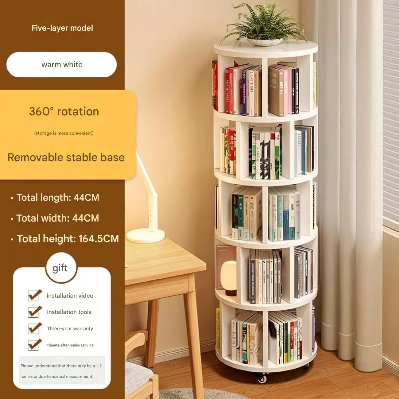 360° Rotatable Bookshelf Multifunctional Living Room Round Storage Rack Movable Children's Bookshelf - Buy online at  Vibe In Cart.