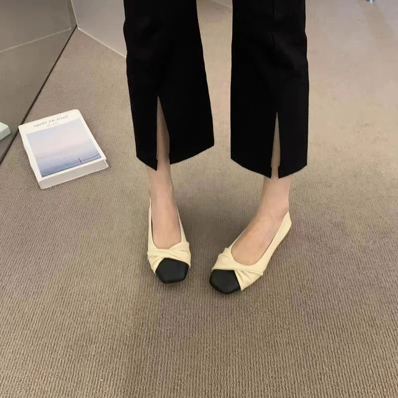 2025 New Round Bow Comfortable Casual Flat Bottomed Shallow Mouth Women's Single Shoes Silk Color Blocked Women's Single Shoes - Buy online at  Vibe In Cart.
