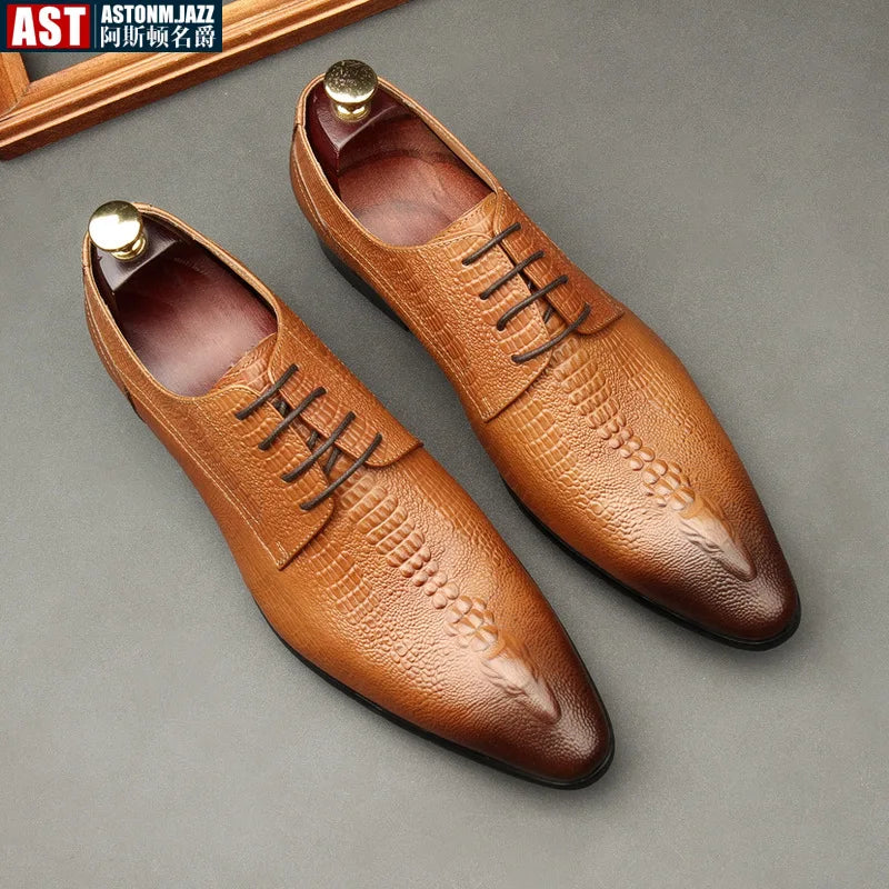 Handmade Mens Wedding Oxford Shoes Black Blue Genuine Leather Flat Dress Shoes Crocodile Pattern Summer Business Formal Loafers - Buy online at  Vibe In Cart.