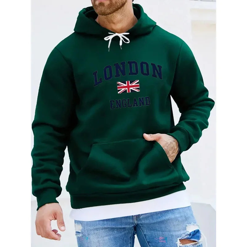 Men's autumn and winter casual and fashionable loose hooded sweatshirt, printed long-sleeved warm pullover - Buy online at  Vibe In Cart.