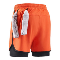 Men's 2 in 1 Quick Dry Polyester Running Shorts for Gym