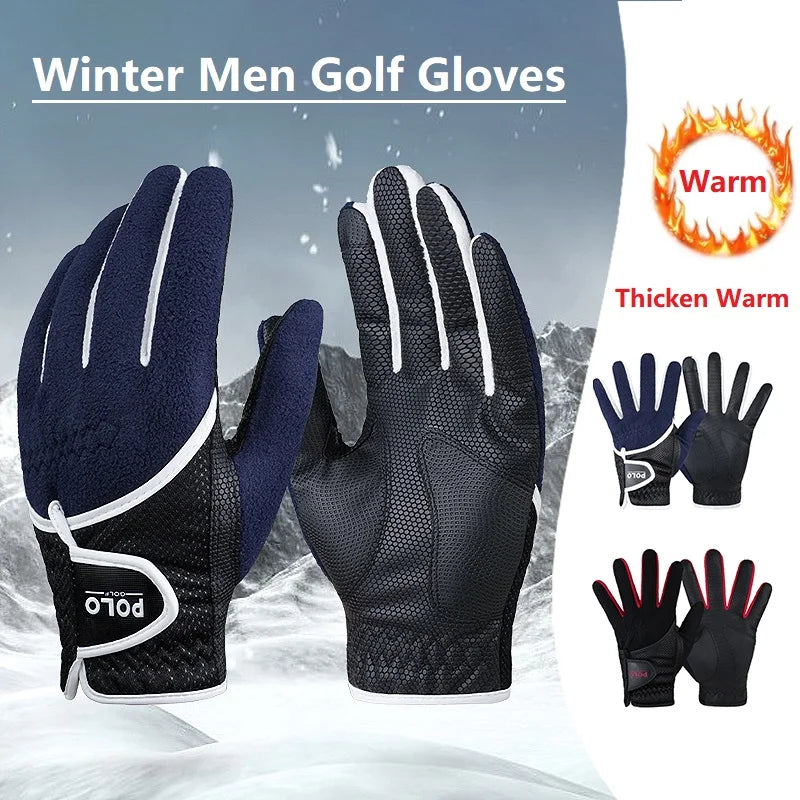1 Pair Men's Warm Winter Golf Gloves Windproof Anti-Slip Touch Screen Compatible