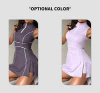 Women Tennis Dress Summer Outdoor Running Suit Lapel Collar Zipper Golf Dress Female Sleeveless Breathable Yoga Skirts - Buy online at  Vibe In Cart.
