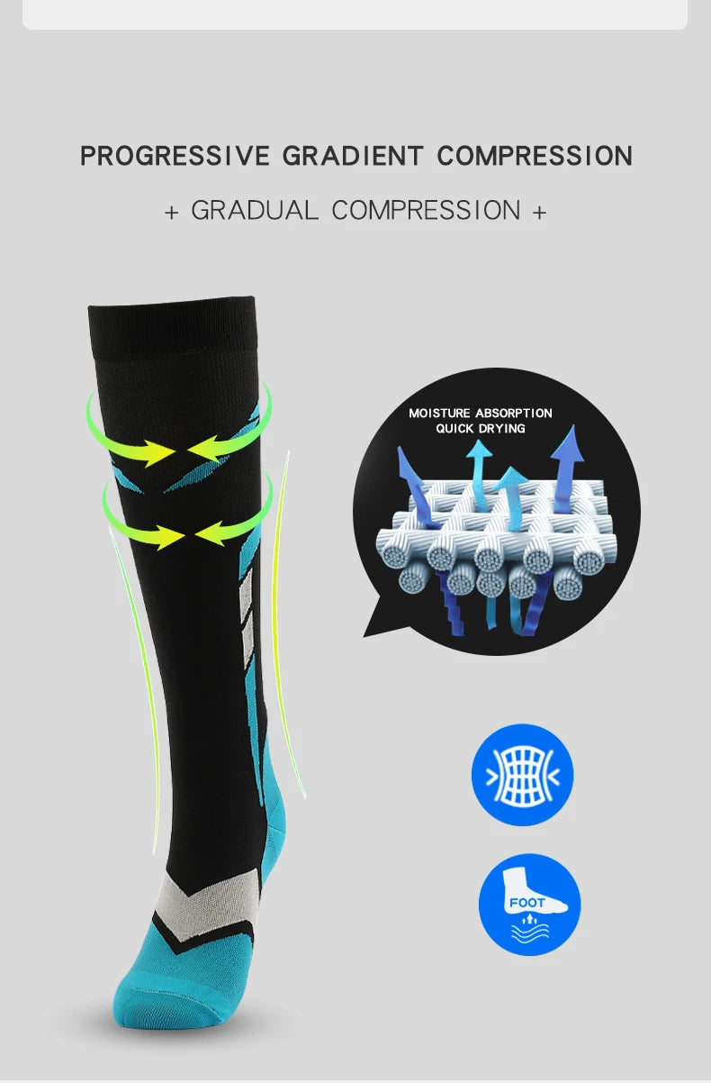 Men's Compression Crew Sports Socks with Nylon Blend