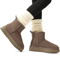 Women's Fluffy Suede Ankle Snow Boots with Thick Sole