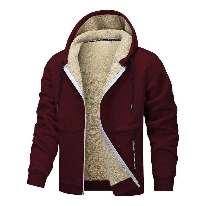 Men's Winter Fleece Jacket with Zipper and Pockets