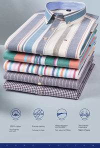 100% Cotton Oxford Men's Shirts Long Sleeves Plaid Soft Regular Fit Formal Dress Shirt Pocket Social Blouse Male Clothes S-7XL - Buy online at  Vibe In Cart.