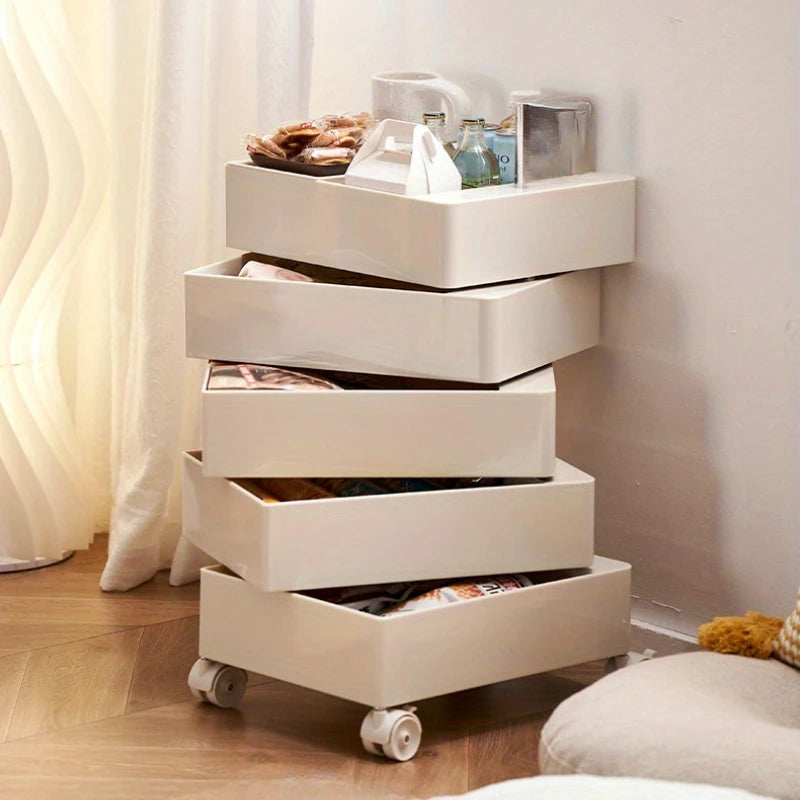 Rotating Storage Cabinet Movable Bedside Table Side Cabinet Cosmetic Storage Cabinet Bedroom Living Room Furniture  Nightstand - Buy online at  Vibe In Cart.