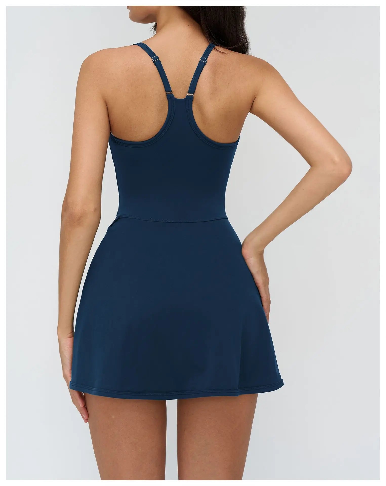 Tennis Dress with Shorts Underneath Women Golf Wear Above Knee Length White Sport Dresses with Shorts Outfit Fitness Workout