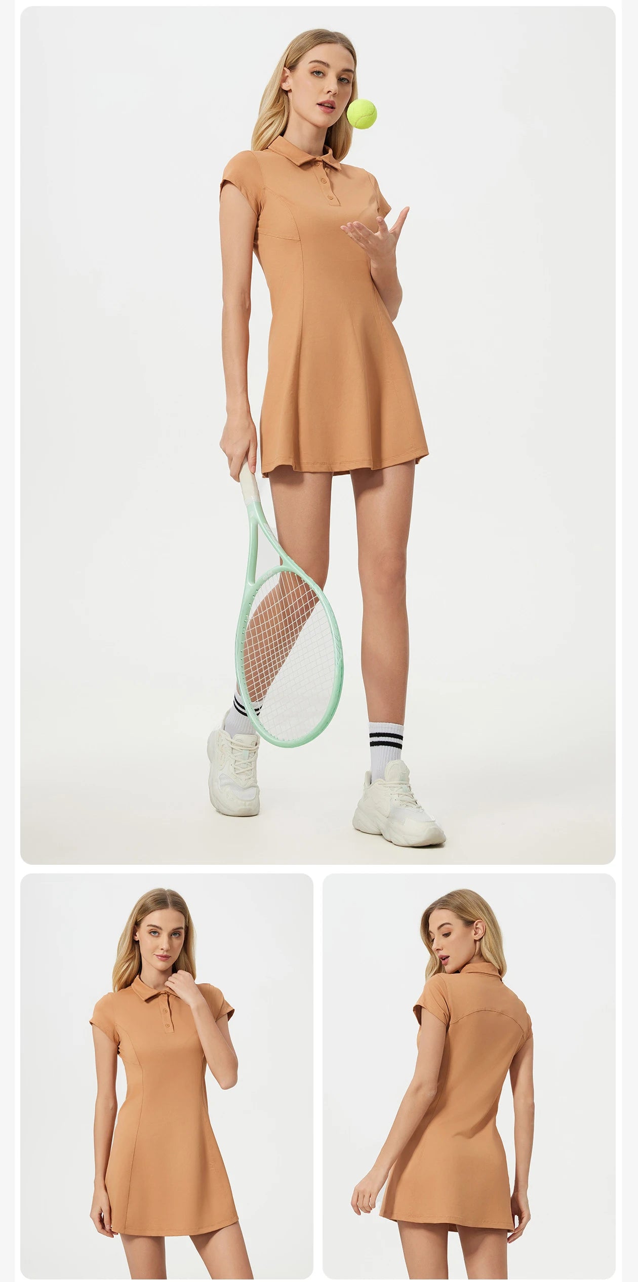 Summer Mid Length Tennis Skirt Sports Set Women's Waist Cinching Slimming Golf Dress Breathable Fitness Yoga Workout Clothes