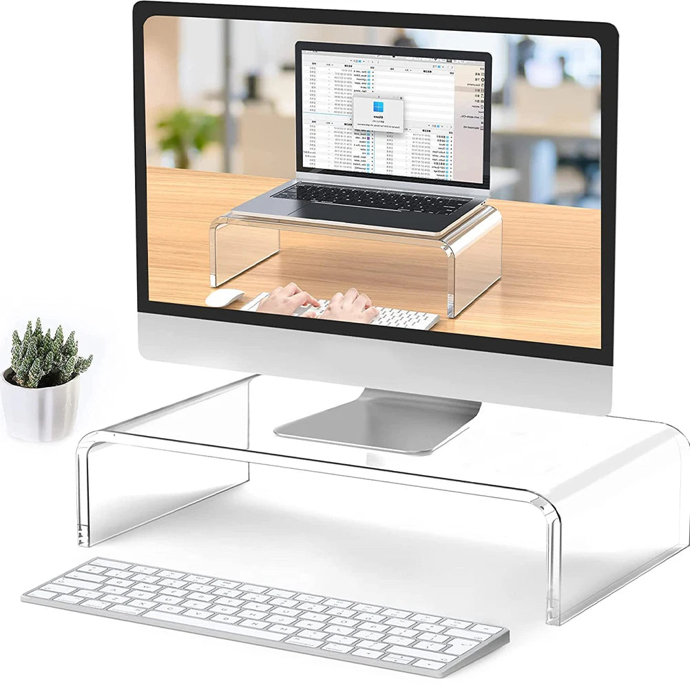 Transparent Acrylic Monitor Stand for 10-20 Inch Laptops