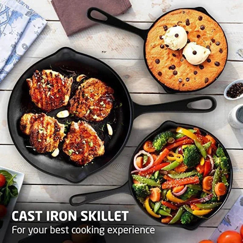 Cast Iron Frying Pan  Non-Stick Skillet for Cooking, Omelette & Pancake Pan, Induction-Compatible Kitchen Cookware - Buy online at  Vibe In Cart.