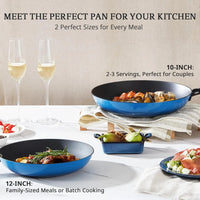 Enameled Cast Iron Skillet Set Durable Wood Handle Nonstick Skillet Collection - Titanium Cast Iron Multi-Purpose Cookware - Buy online at  Vibe In Cart.