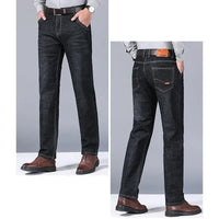 Men's Straight Leg Stretch Denim Jeans for Casual Wear