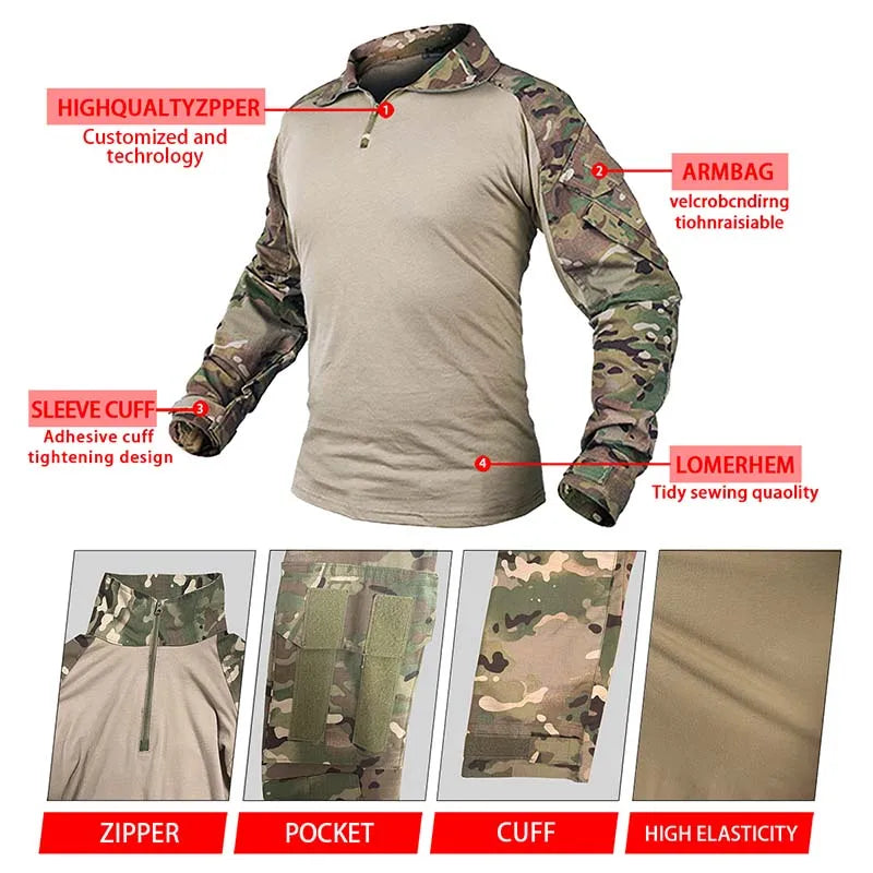 Tactical G3 Uniform Sets NEW Mens Camo Suits Outdoor Hunting Shirt Pants Tops Elastic Duty Cargo Trousers Windproof - Buy online at  Vibe In Cart.