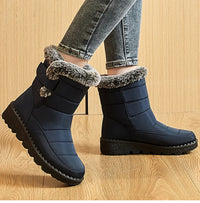 Women's Mid-Calf Snow Boots with Low Wedge Heel and Plush Insole