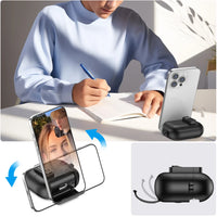 Earphone Protective Case with Leather Texture, Secure Lock, Stand and Wireless Charging Support