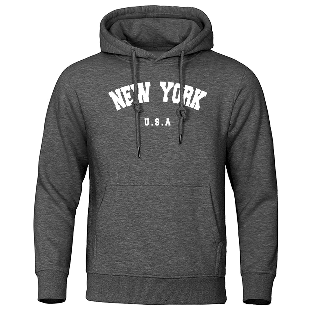 NEW YORK Letter U.S.A City Print Hoody Men Fashion Casual Long Sleeves Hooded Loose Oversize Pullover Hoodie Street Sweatshirt - Buy online at  Vibe In Cart.