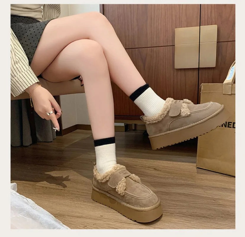 2025 New Winter Women's Platform Snow Boots, Warm Fleece Lined Ankle Boots with Magic Strap, Soft Sole Indoor Outdoor Shoes - Buy online at  Vibe In Cart.