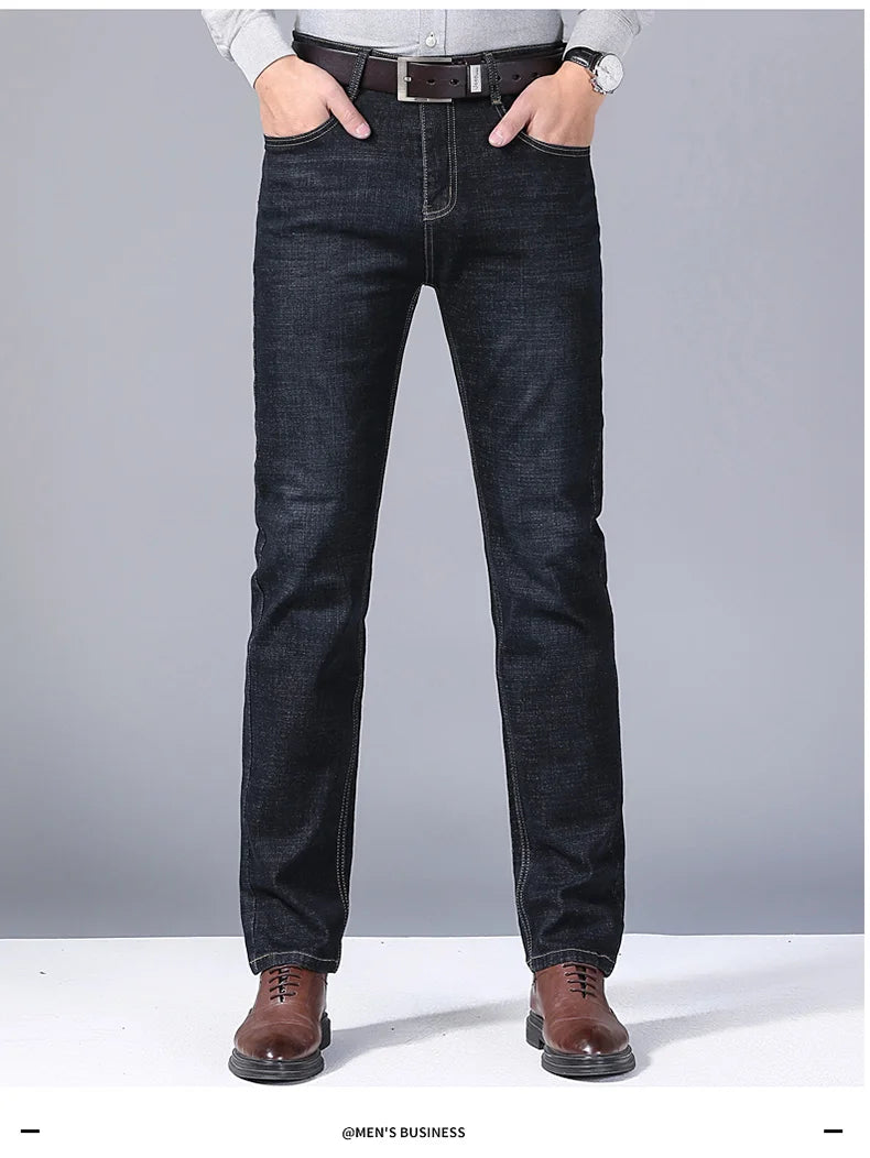 Men Fashion Straight Jeans Mens 2025 New Stretch Slim Fit Pants Comfortable Soft Business Denim Trousers Male Brand Clothing - Buy online at  Vibe In Cart.