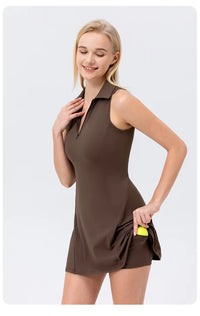 Women's High Stretch Tennis Dress with Shorts and Tummy Control