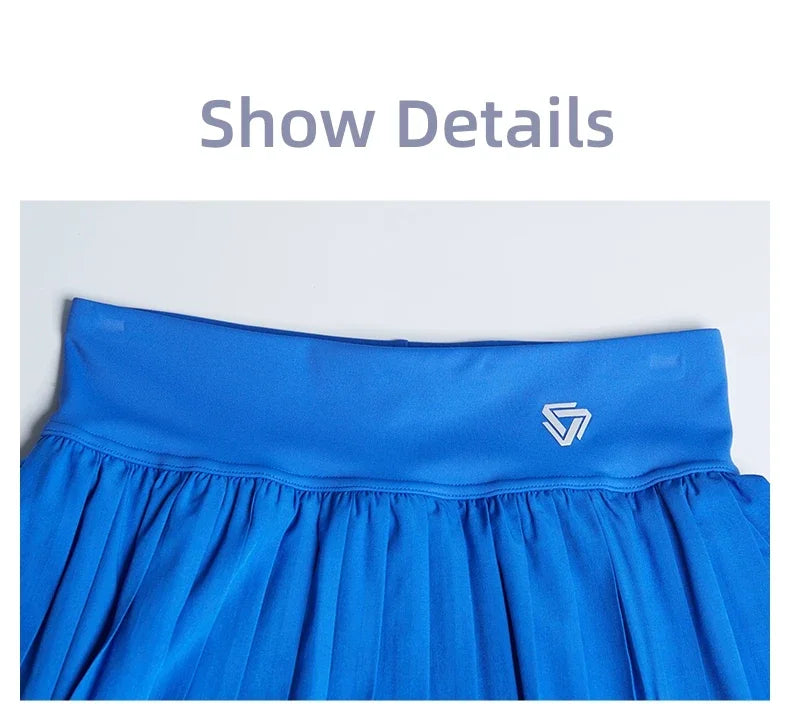Women's Mini Pleated Sports Skort with Pockets and Double Layer