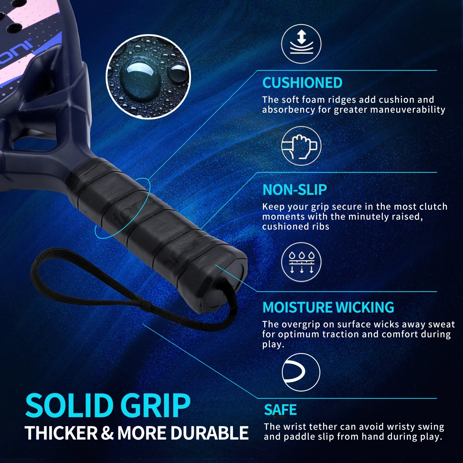 IANONI Padel Racket Carbon Fiber Surface with EVA Memory Flex Foam Core Padel Tennis Racquets Lightweight - Buy online at  Vibe In Cart.