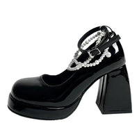 French Style Women's High Heels Spring Versatile Barbie Shoes Waterproof Platform Fairy Style round Toe Mid Heel Single Shoes - Buy online at  Vibe In Cart.