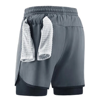 Men's 2 in 1 Quick Dry Polyester Running Shorts for Gym
