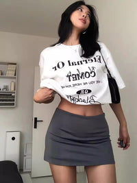 Women Low Rise Mini Skirt With Take The Short Cut Detail Slim Fit Mini Skort