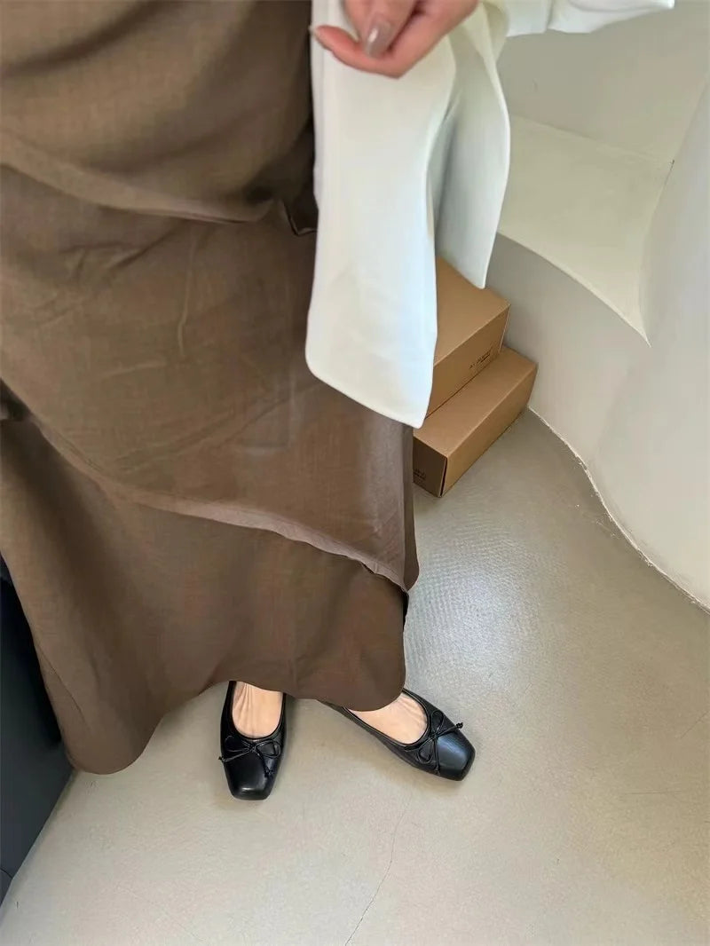 Women's Square Toe Slip-On Ballet Flats with PU Upper