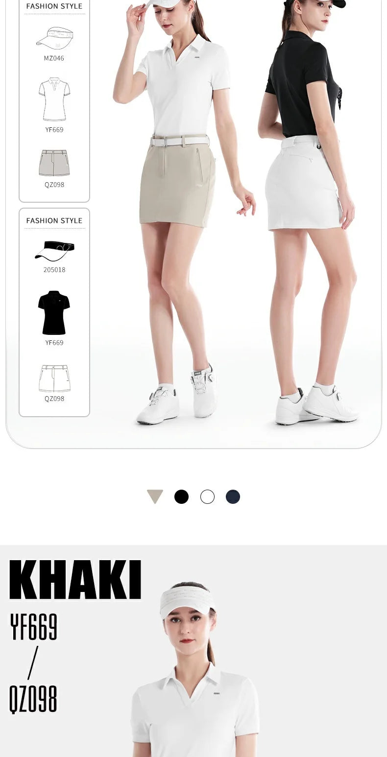 Pgm Golf Clothing Women's Short Skirt Breathable Quick Drying Sports Pencil Skirt Casual Zipper Pocket Skorts with Inner Shorts