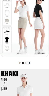 Pgm Golf Clothing Women's Short Skirt Breathable Quick Drying Sports Pencil Skirt Casual Zipper Pocket Skorts with Inner Shorts