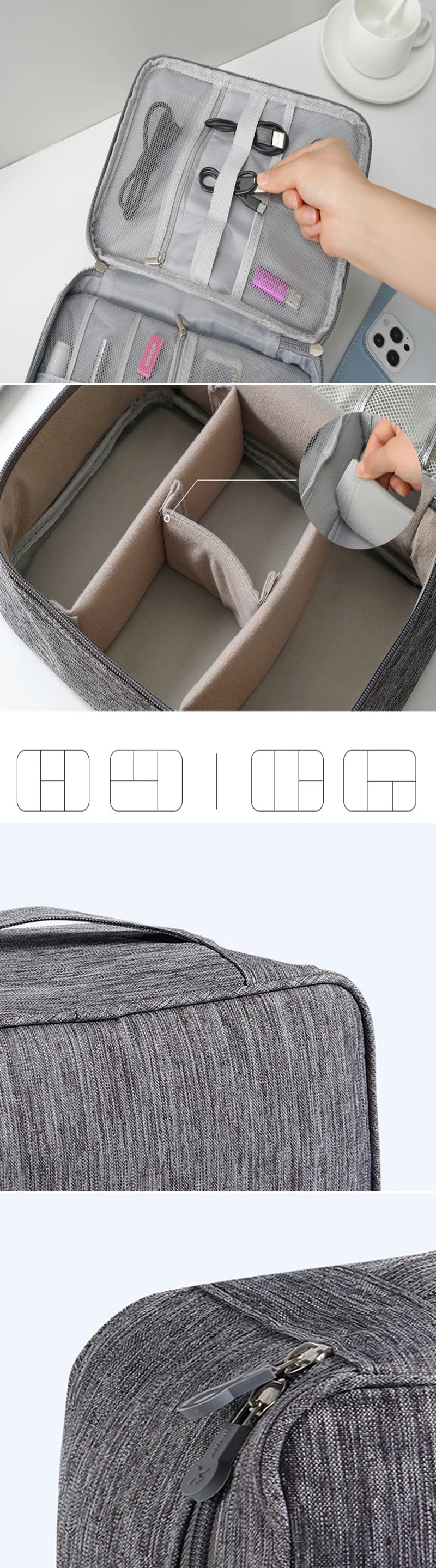 Folding Oxford Material Cable Storage Bag for Travel